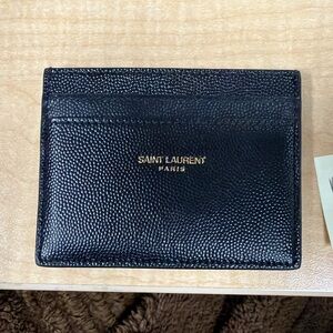 Saint Laurent Black Textured Card Holder